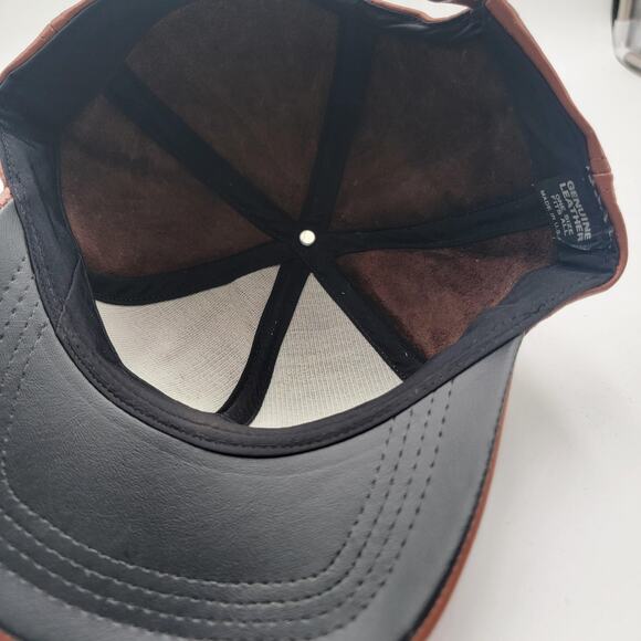 Genuine Leather Hat Cap Strap Back Brown USA Made One Size Mens Classic - Picture 8 of 9